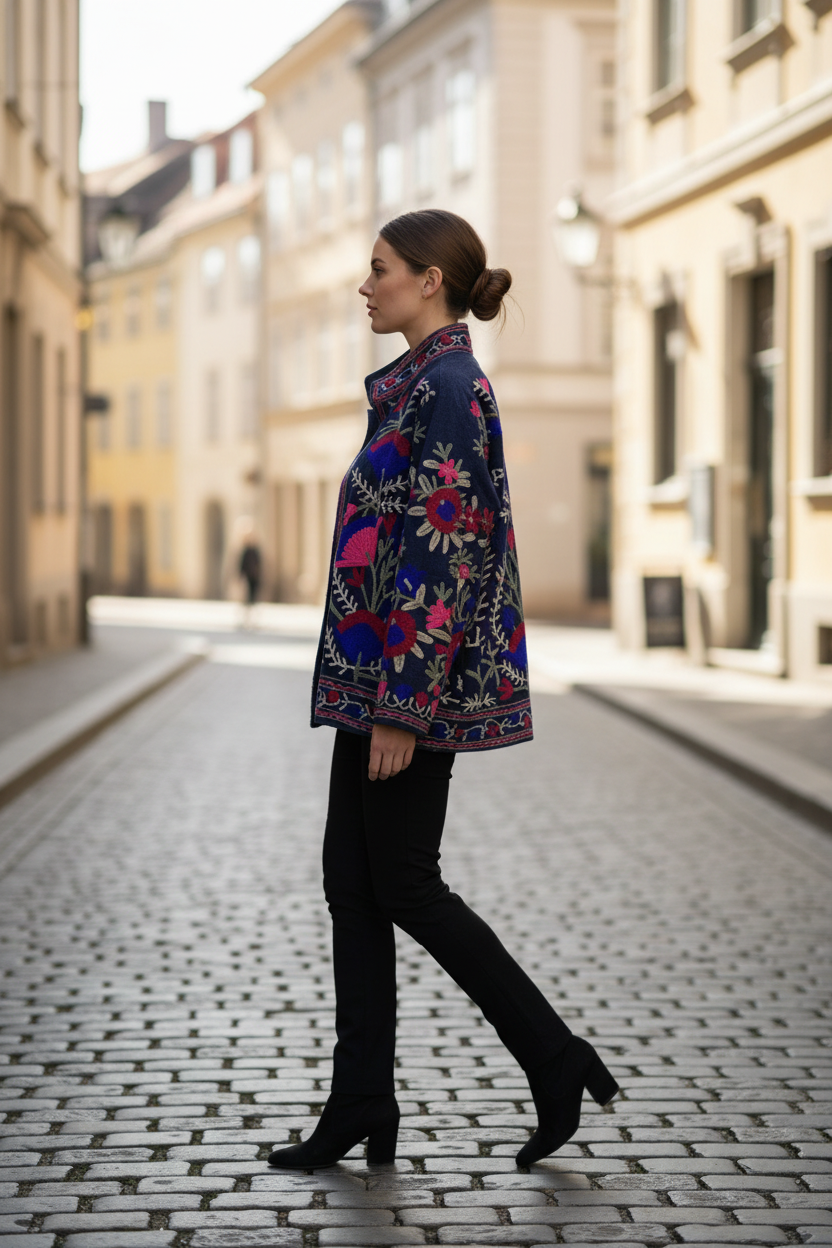 Blueberry Suzani Jacket - side profile